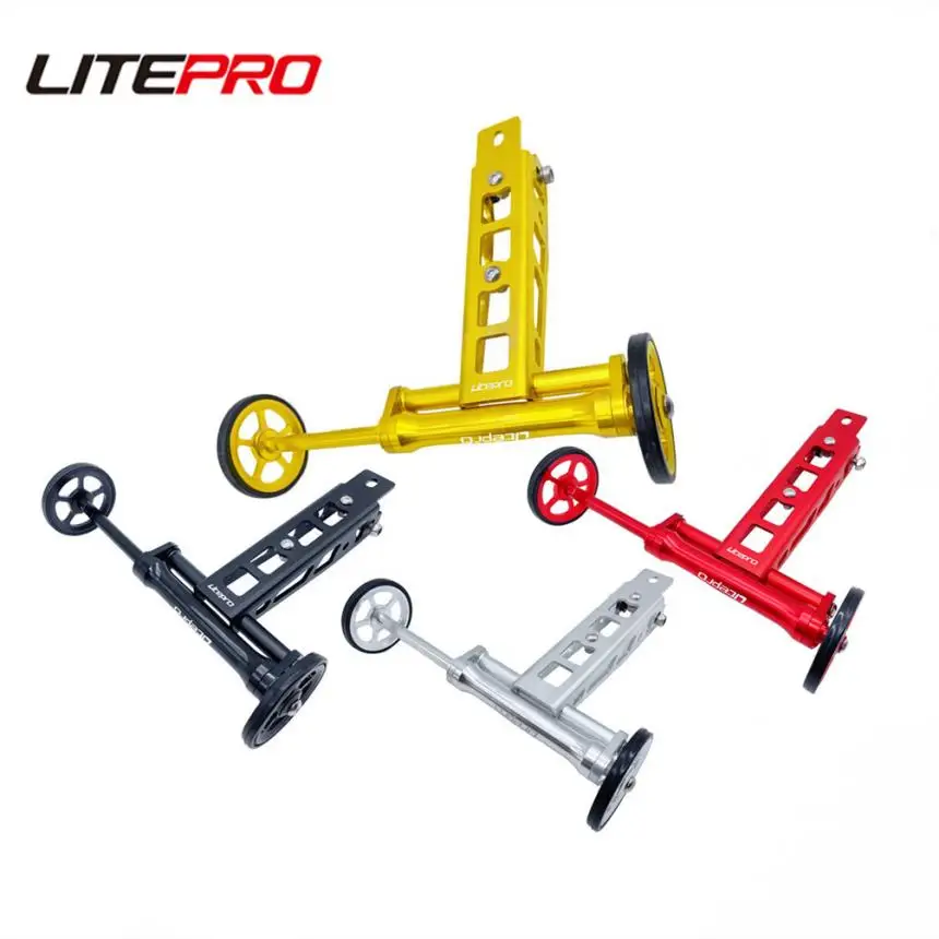 

LP Litepro Telescopic Rod Easy Wheel Parking Frame Water Bottle Cage Easywheel Pushing Wheel Holder For Birdy Bicycle