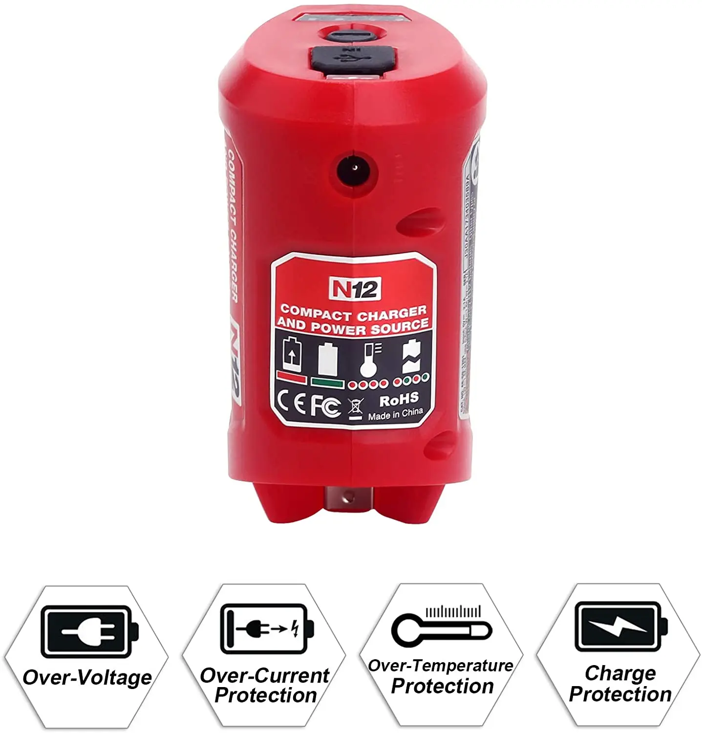 Imagem -02 - Adaptador N12 Li-ion Battery Charger Converter para Milwaukee 48591201 12v Bateria de Lítio Dispositivo Usb Fonte de Alimentação do Telefone Móvel