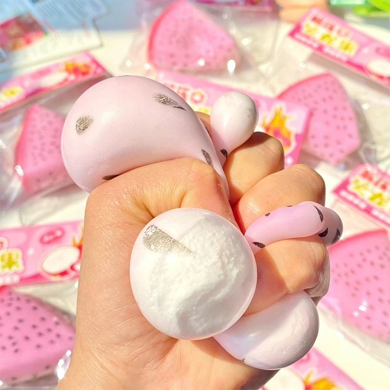 Simulated Color-changing Dragon Fruit Squishy Toy Fruit Hand Anti-stress Squeeze Ball Decompression Toys for Sensory Autism