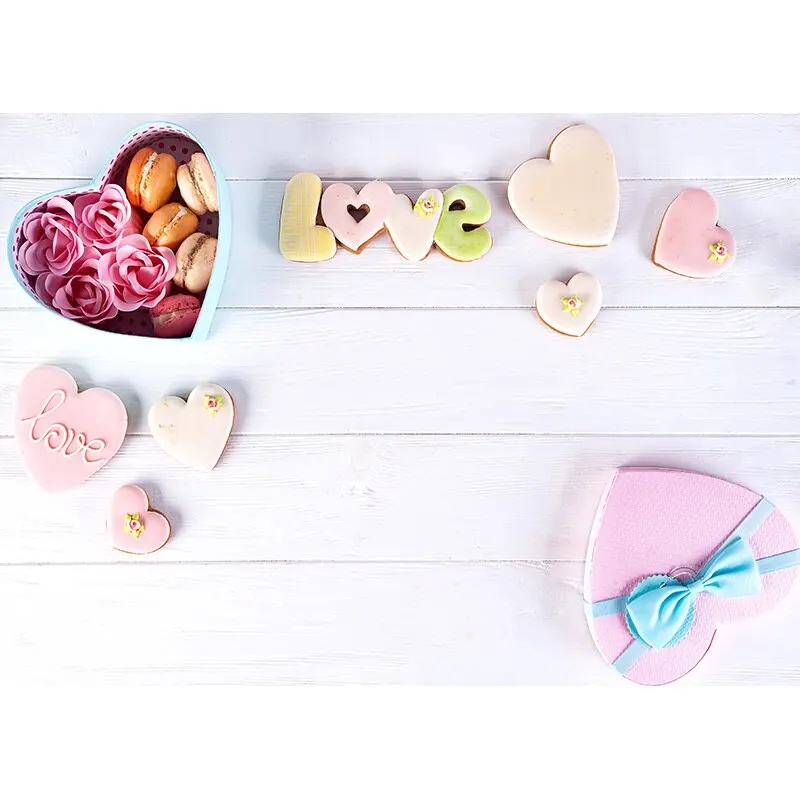Vinyl Custom Valentine Day Photography Backdrops Prop Love Heart Rose Wooden Floor Photo Studio Background  211120 QRJJ-04