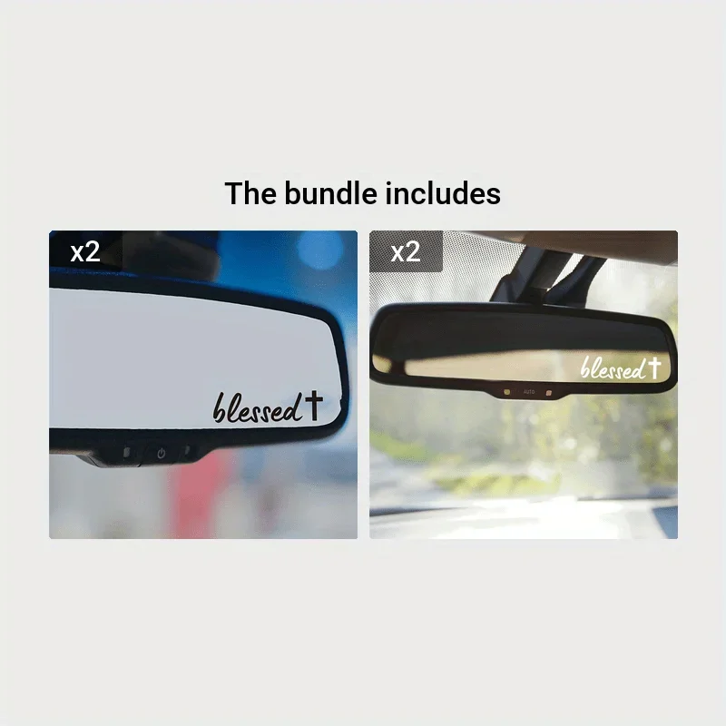 1PC Unique Blessed Car Sticker, Spiritual Accessory for Car Rearview Mirror, Make Your Car Stand Out with This Faith Decal