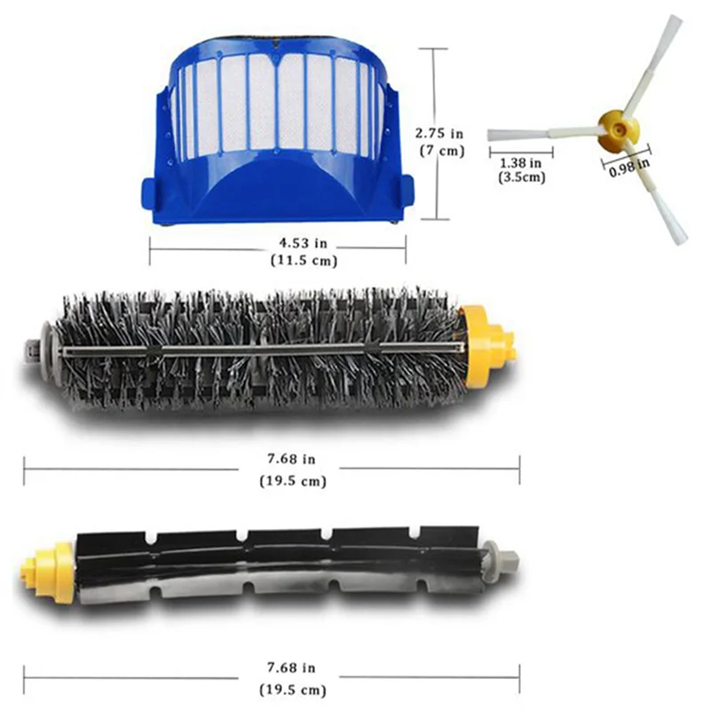 

HIWS Replacement Parts Kit for 675 645 655 671 677 Filter Side Brush Bristle and Flexible Beater Brush
