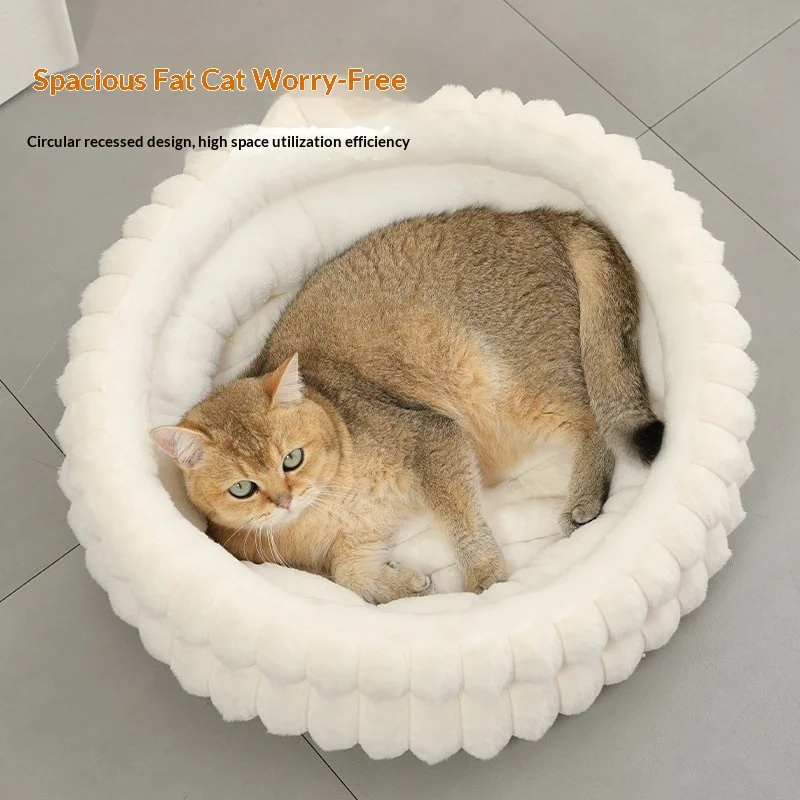 Cama redonda extraíble cálida y resistente para gatos y perros - imagen 5