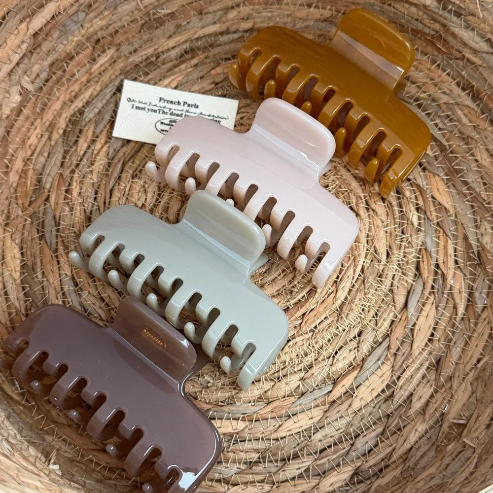 Simple Thick Large Hair Claw Clips Double Row Teeth Non-slip Shark Clips Crab Hair Barrettes Clamps Women Girls Strong Hold Hair