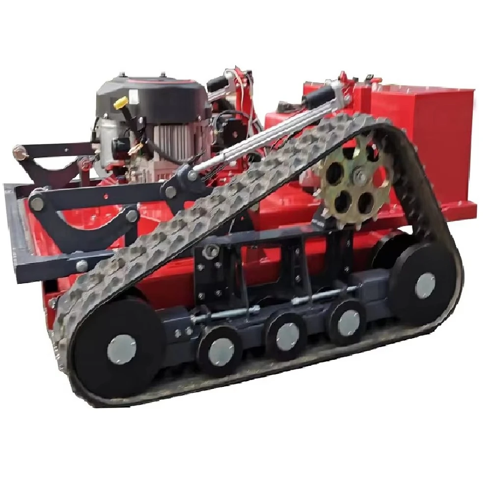 Professional Remote Control Rubber Crawler Lawn Mower, CE Certified Commercial Self-Propelled Grass Cutter for Tractors