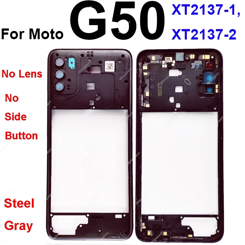 For Motorola MOTO G50 XT2137 G50 5G XT2149 Middle Housing Frame Cover Bezel Panel Flex Cable Parts