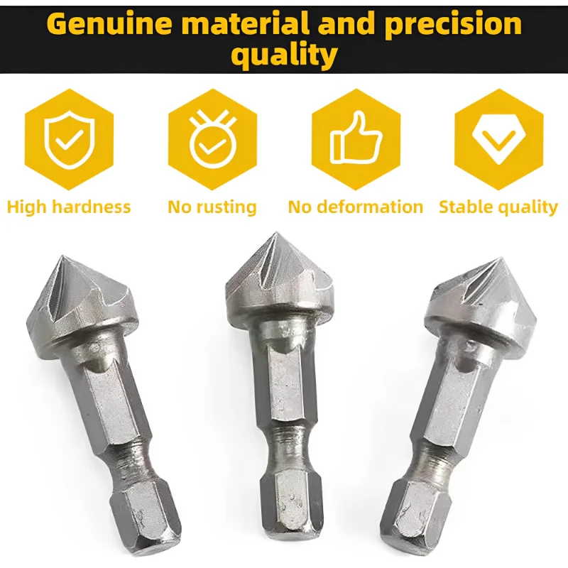 1/2/3Pc Hexagonal shank six-blade chamfering tool carbon steel sandblasting chamfering knife woodworking hole opener countersink