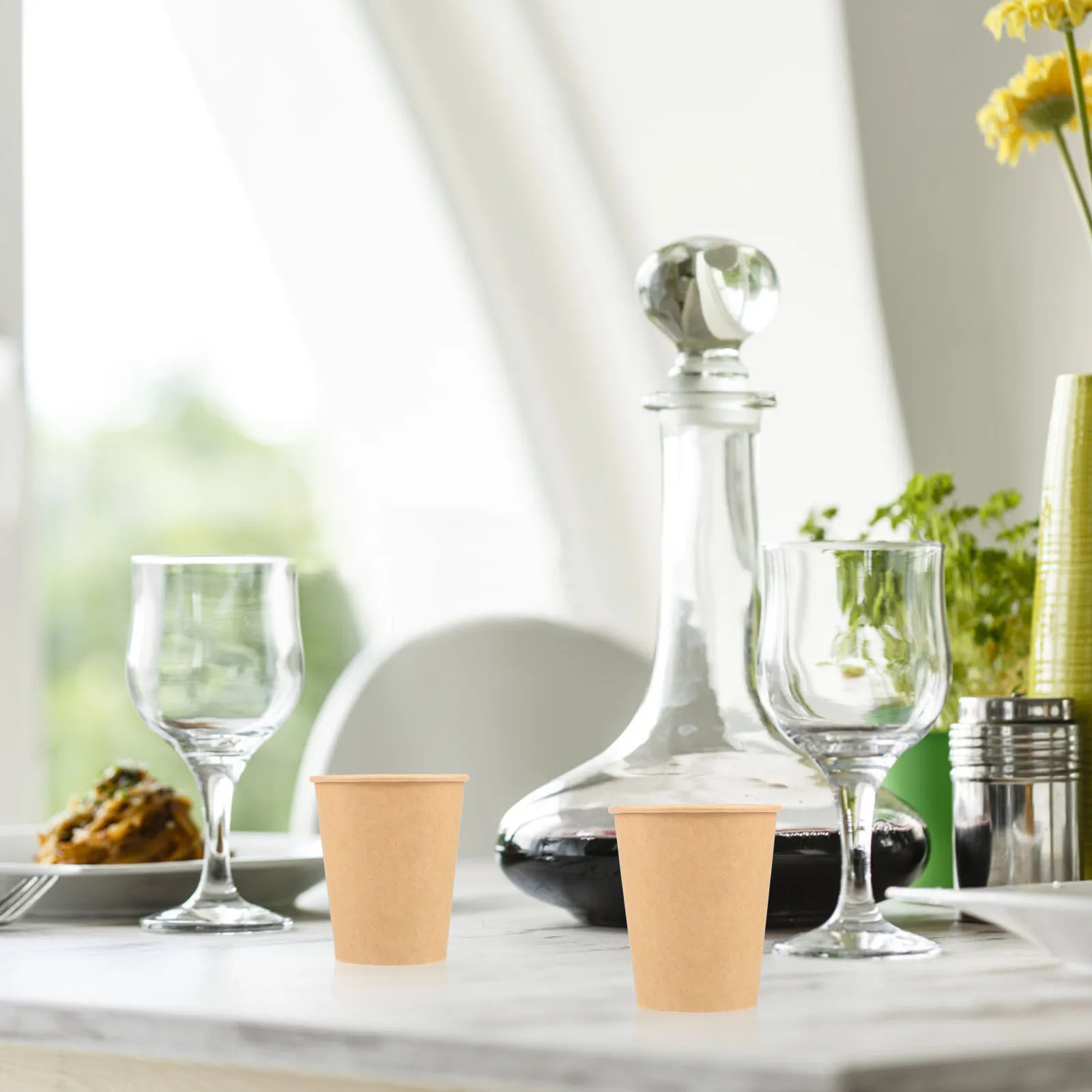 

20Pcs Kraft Paper Cups Sturdy Recyclable Containers for Hot Cold Coffee Soup and Beverage Party Use Kraft Paper Cups