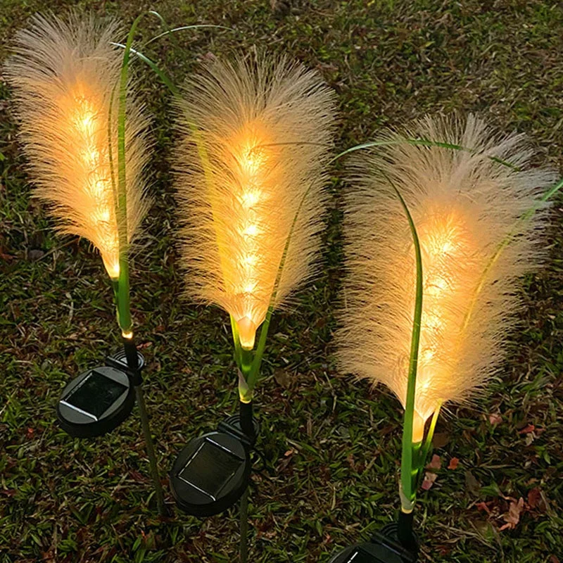 2 pack Solar Bulrush Light Reed Lamp Outdoor Landscape Lamp Waterproof Garden Patio Plant Plug Lamp Park Decoration Lamp