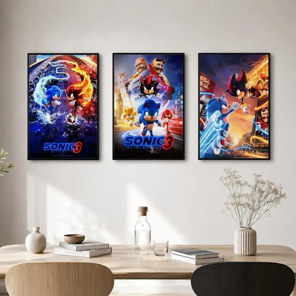 Game Sonic the Hedgehog Poster Self-adhesive Art Waterproof Paper Sticker Coffee House Bar Room Wall Decor