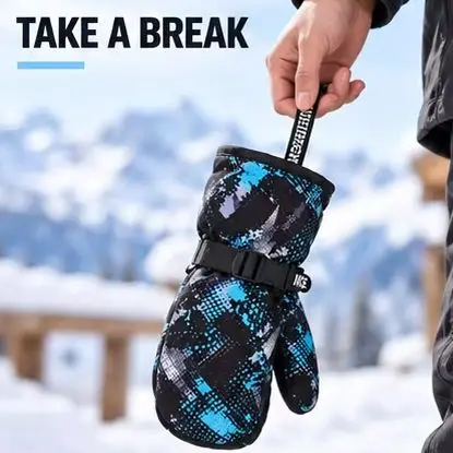 Lightweight White Duck Down Ski Gloves Outdoor Hiking Cycling Warm Windproof Touchscreen Waterproof Printed Soft  Men Women.