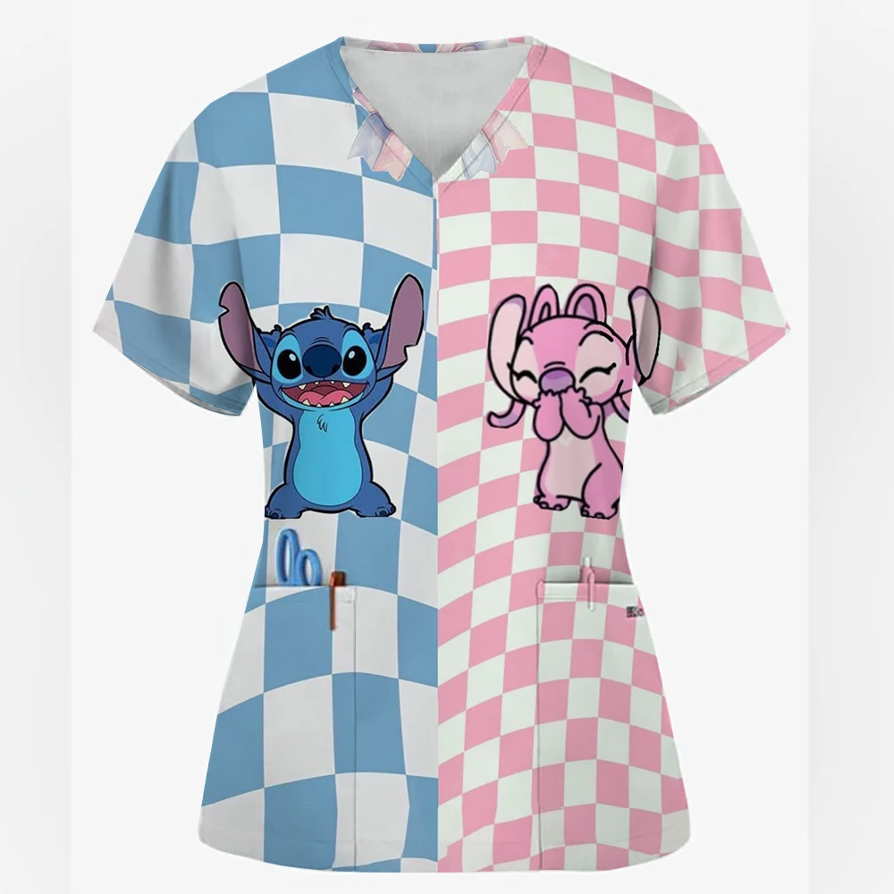 

Скрабы с принтом Disney Stitch, топ, женский фартук учителя, скраб, униформа, уход за домашними животными, медсестра, спа, рубашка для ухода, униформа de enfermería pa