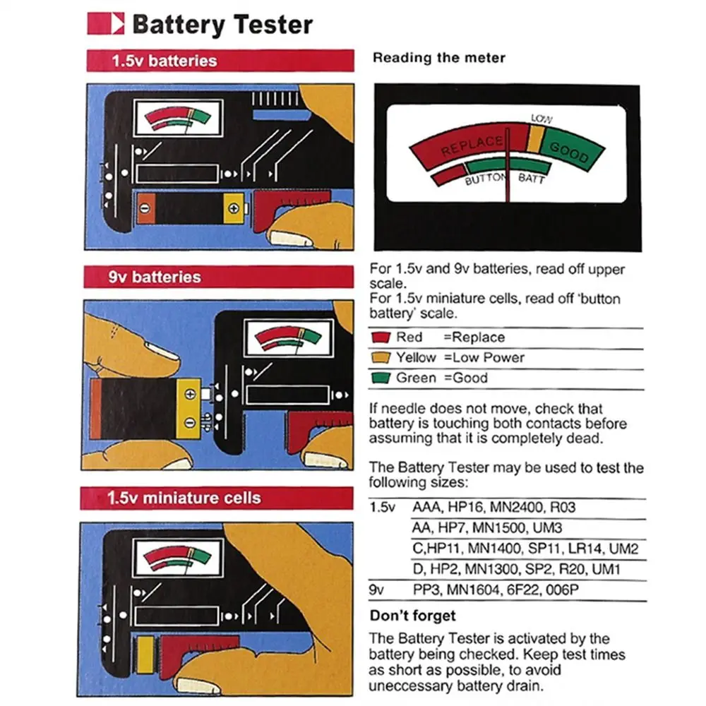 for AA AAA Volt Tester Voltage Meter Tools Battery Capacity Tester Battery Tester BT168 Battery Tester Digital Battery Tester