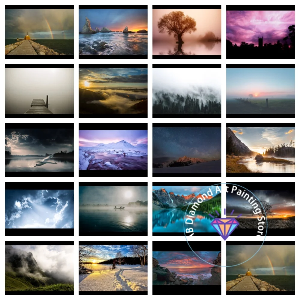 

Sunset Mountains Sky AB Diamond Painting Kit Square Round Diamond 5D DIY Sea View Mosaic Handmade Art Exquisite Gift Home Decor