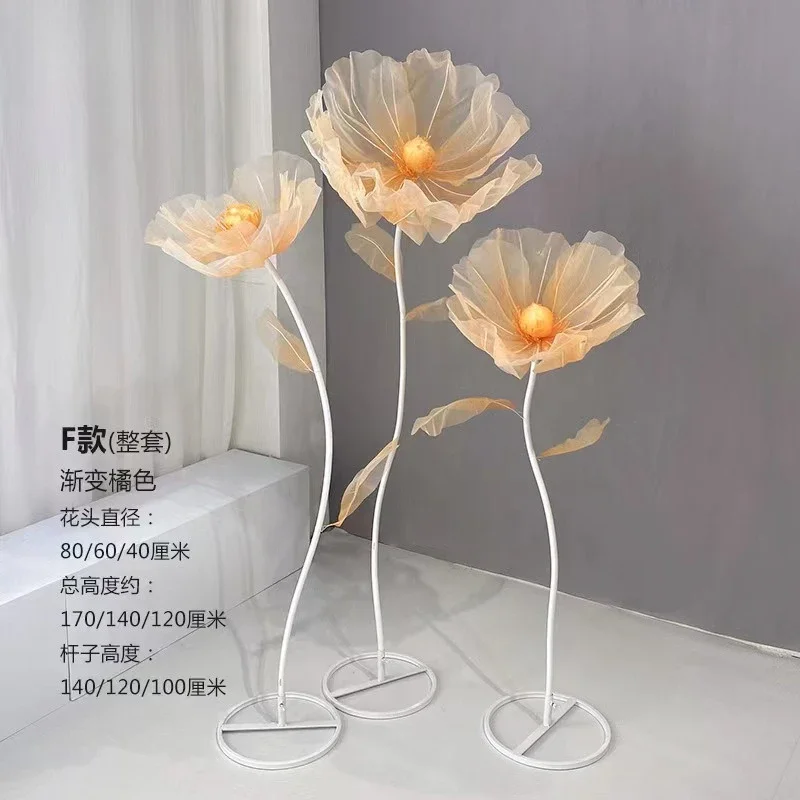 Giant artificial flowers, red fake flowers, wedding scene decoration windows, metal floral ornaments