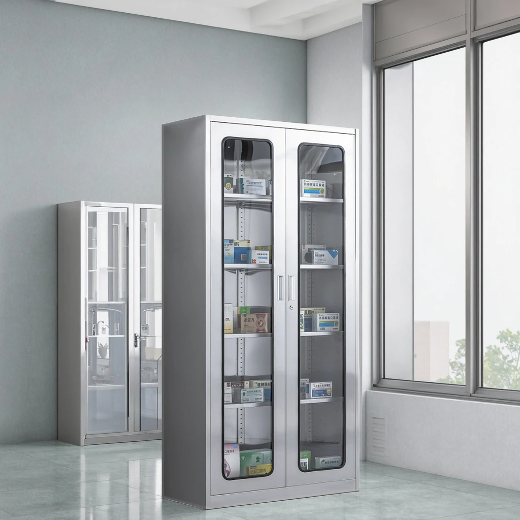 Armadietto ospedaliero in acciaio inossidabile con serratura per esposizione dei farmaci e funzionalità operative per stanze pulite
