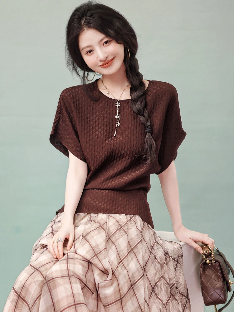 

Изысканная шелковая блузка из 100% чистого шелка, простой круглый дизайн, для повседневной носки, весенняя коллекция, одна штука.