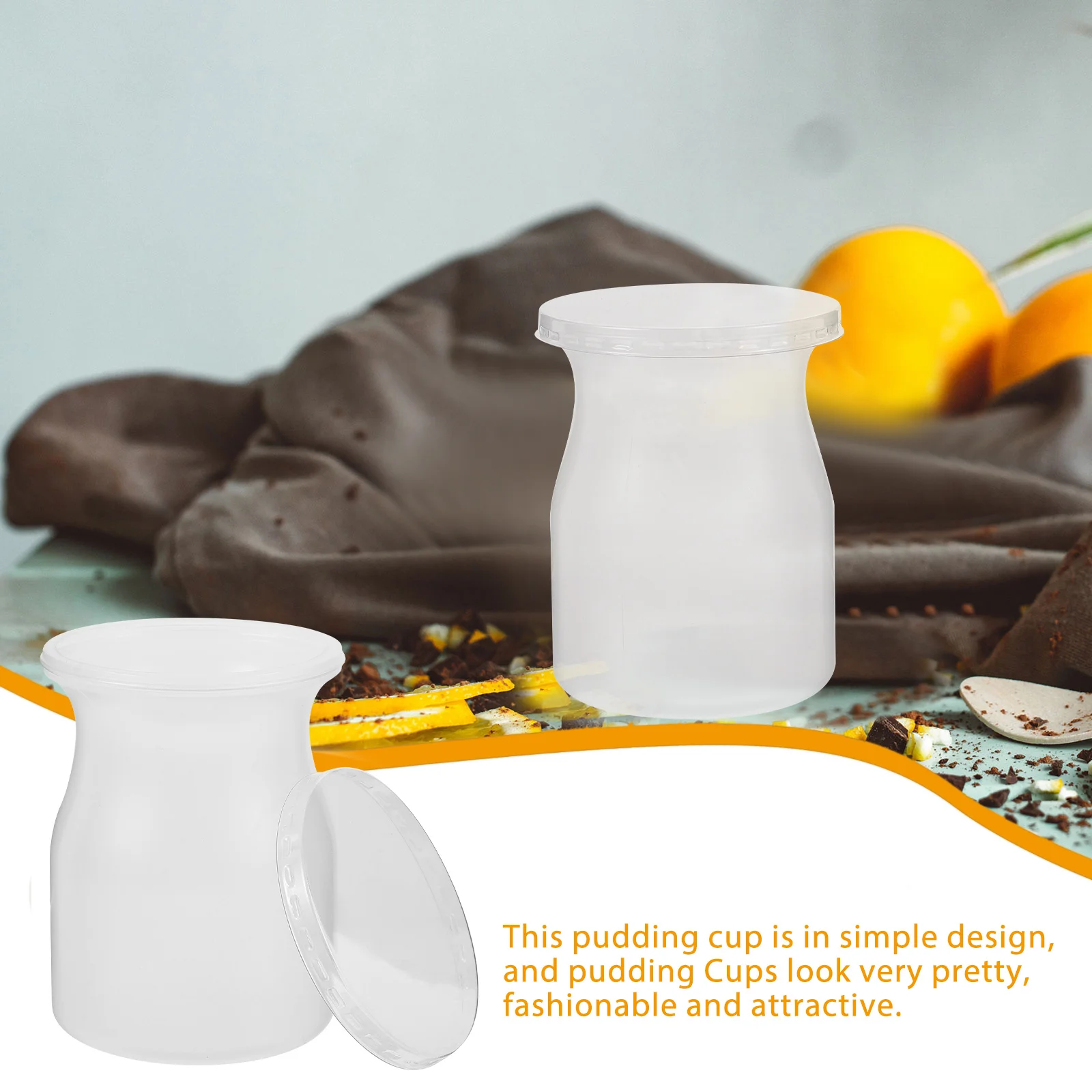 

Pudding Cups With Lids Frosted Design Leak Proof Yogurt Dessert Mousse Ice Cream Storage Mini Plastic Containers Household