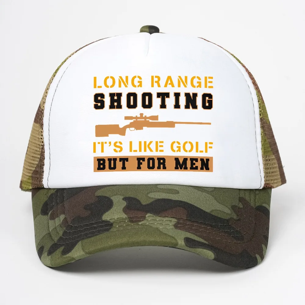 Long Range Shooting It's Like Golf But baseball cap Casual Unisex-Teens visor hat cool mesh breathable Trucker Hats