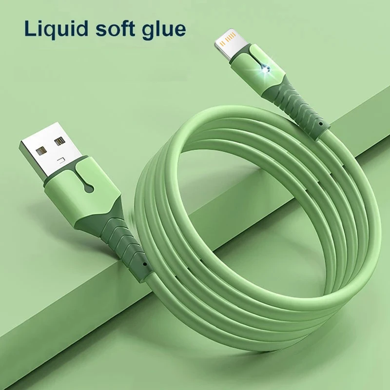 Quick Charge USB Cable For iPhone 14 13 12 11 Pro Max XS X 6s 7 8 Plus Liquid Silicone Charging Cord Phone USB Data Cable Cord