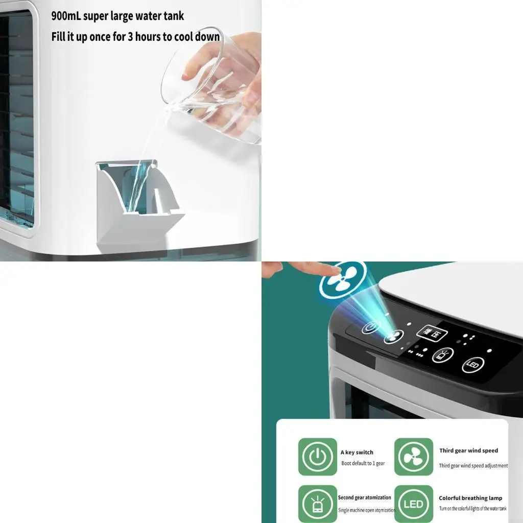 

USB Powered Desktop Air Coolers 7 Color Night Light Portable Air Conditioner Fan N58D