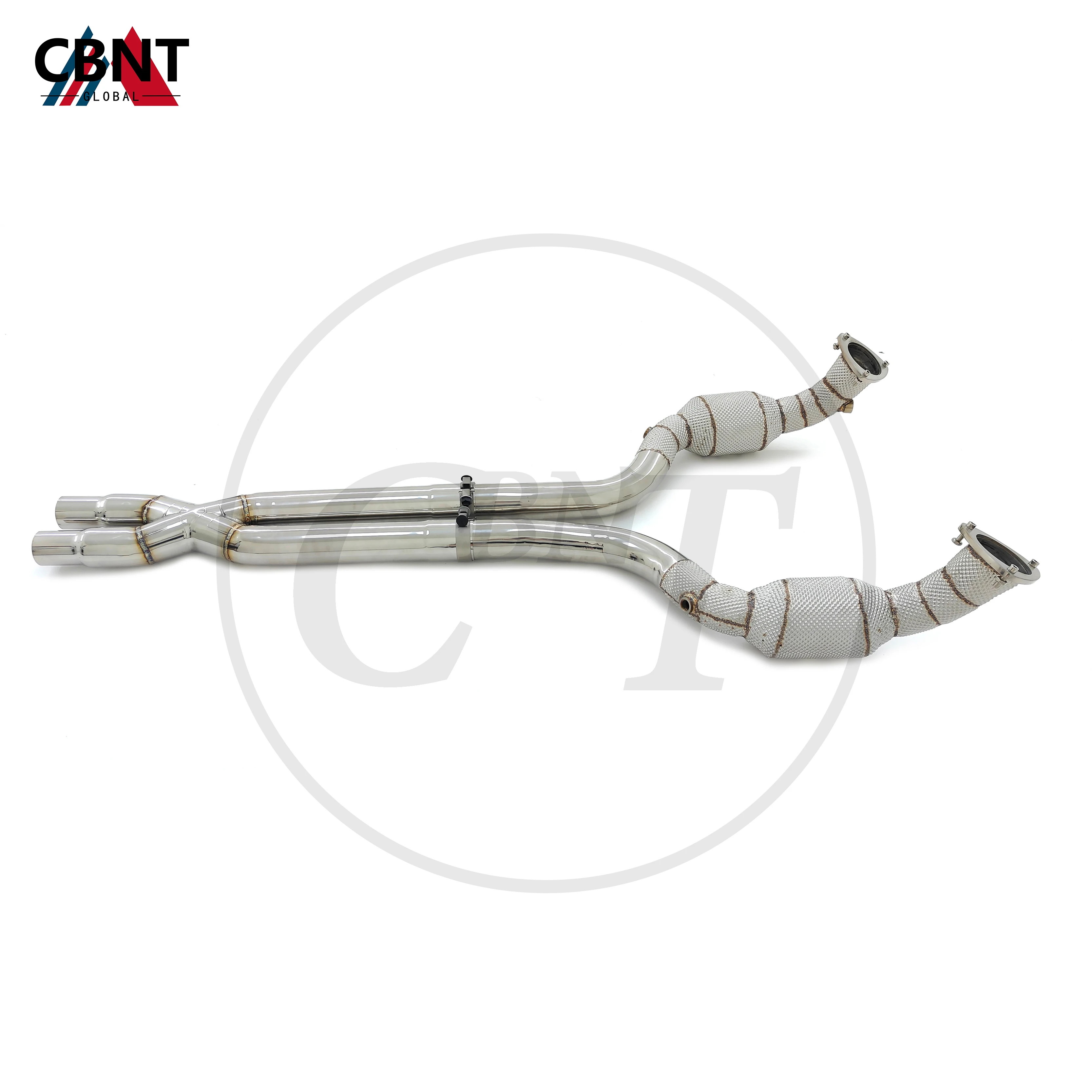 CBNT Exhaust-Pipe Catted/Catless Downpipe with Heat Shield for Maserati Quattroporte GT 4.7L Tuning Exhaust-headers Systems