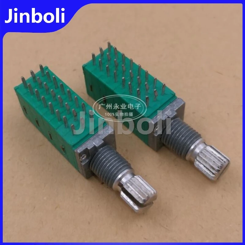 1PCS RK097 Type 8 Link Sealed Potentiometer 24Pins B50K B503 Volume Adjustable Precision Potentiometer Flower Shaft Length 15MM