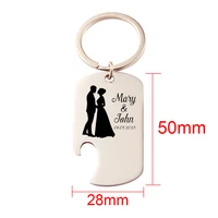 Custom Laser Engraving Name Bottle Opener Keychain Gold Stainless Steel Key Chain Party Favor Wedding Gifts For Guests 5