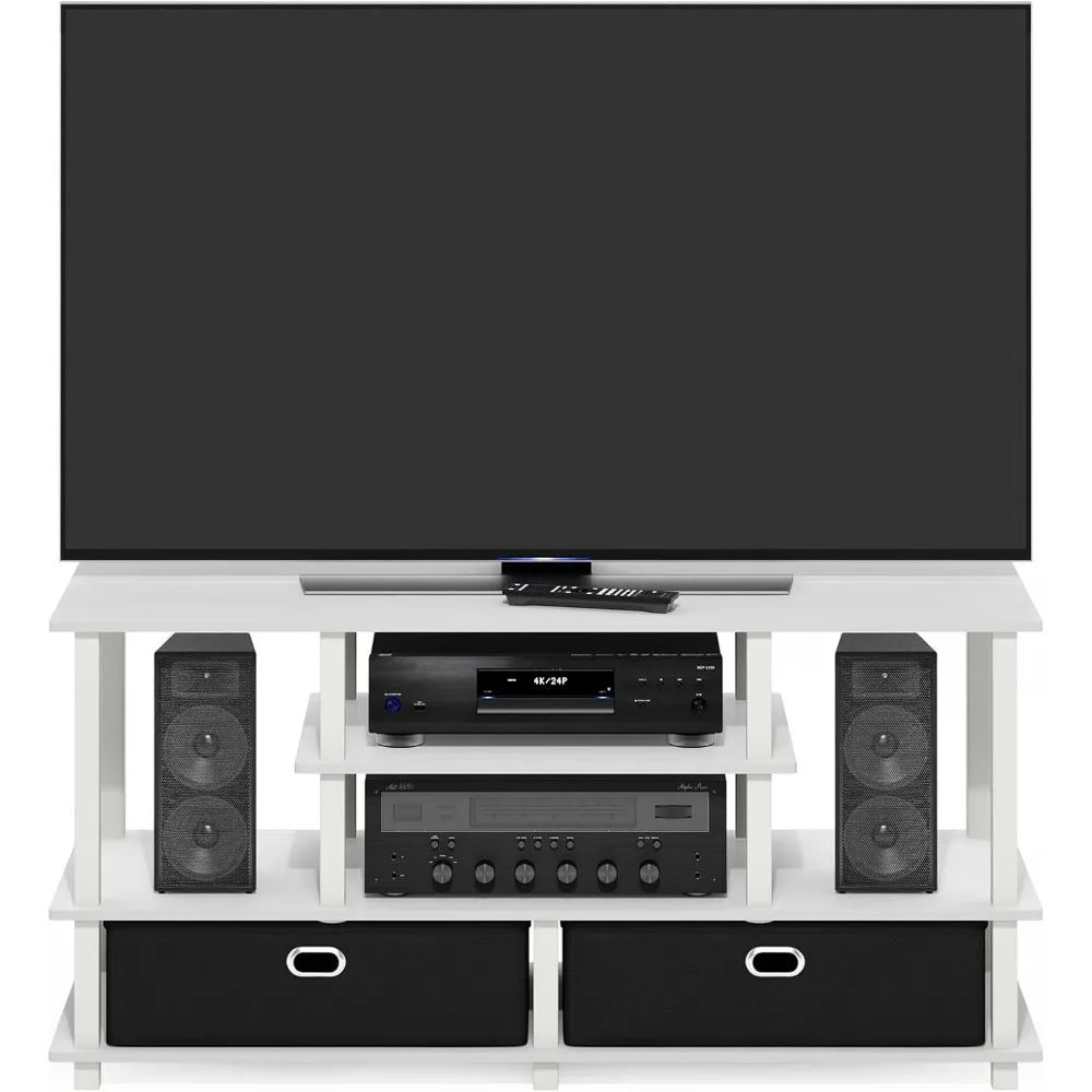 مركز ترفيه تلفزيوني كبير مقاس 55 بوصة مع صندوق تخزين ووحدة تحكم تلفزيون لغرفة المعيشة الحديثة وأثاث موفر للمساحة #3