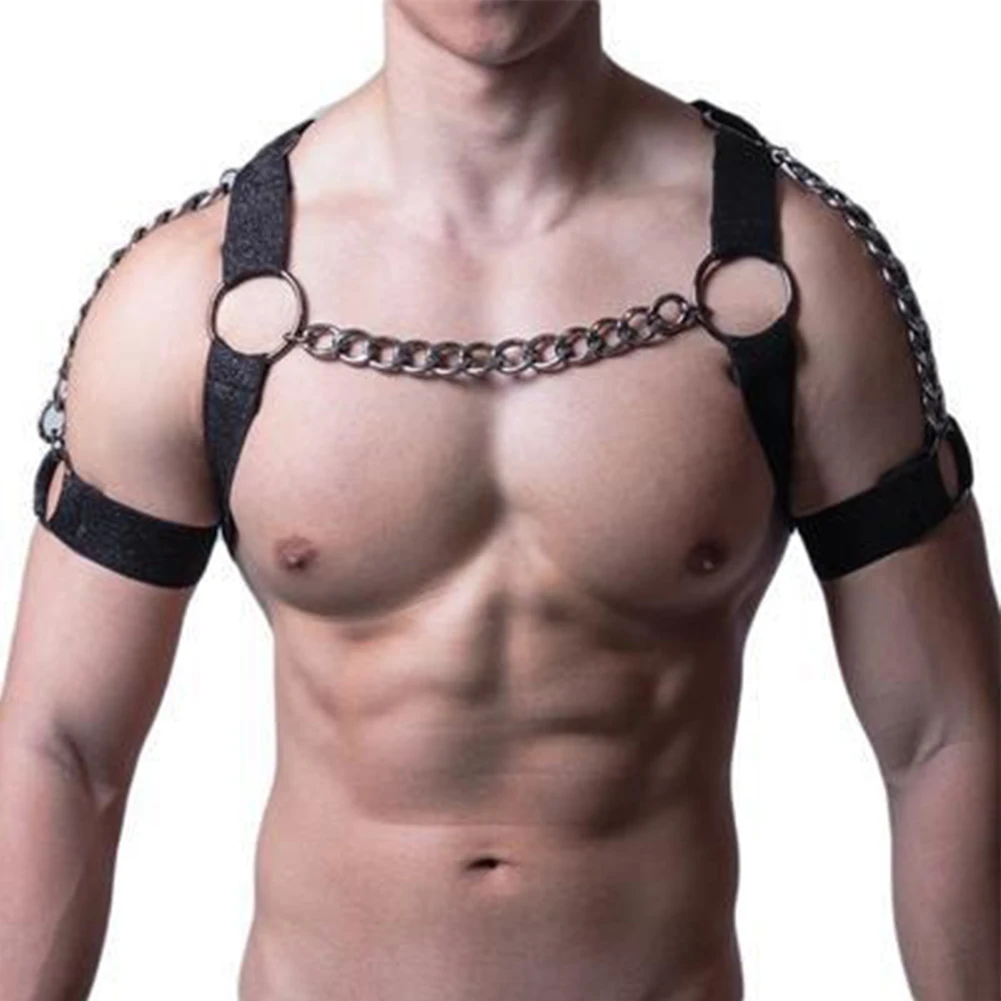 

Men PU Leather Sexy Chest Body Harness Adjustable Elastic Restraint Straps Lingerie Bondage Clubwear Costume Tight Men's Vests