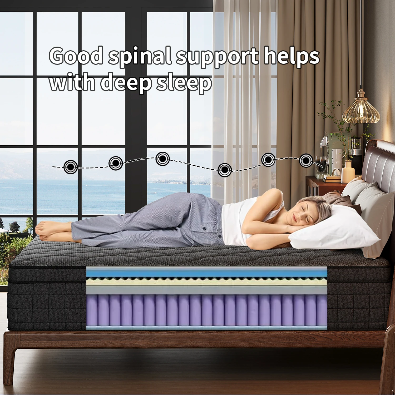 8inch 10inch 12 Inch 14 Inch Multilayer Hybrid Twin Full Queen King Size Mattress- Multiple Sizes & Styles Available, Ergonomic Design with Memory Foam And Pocket Spring, Medium Firm Feel view 3