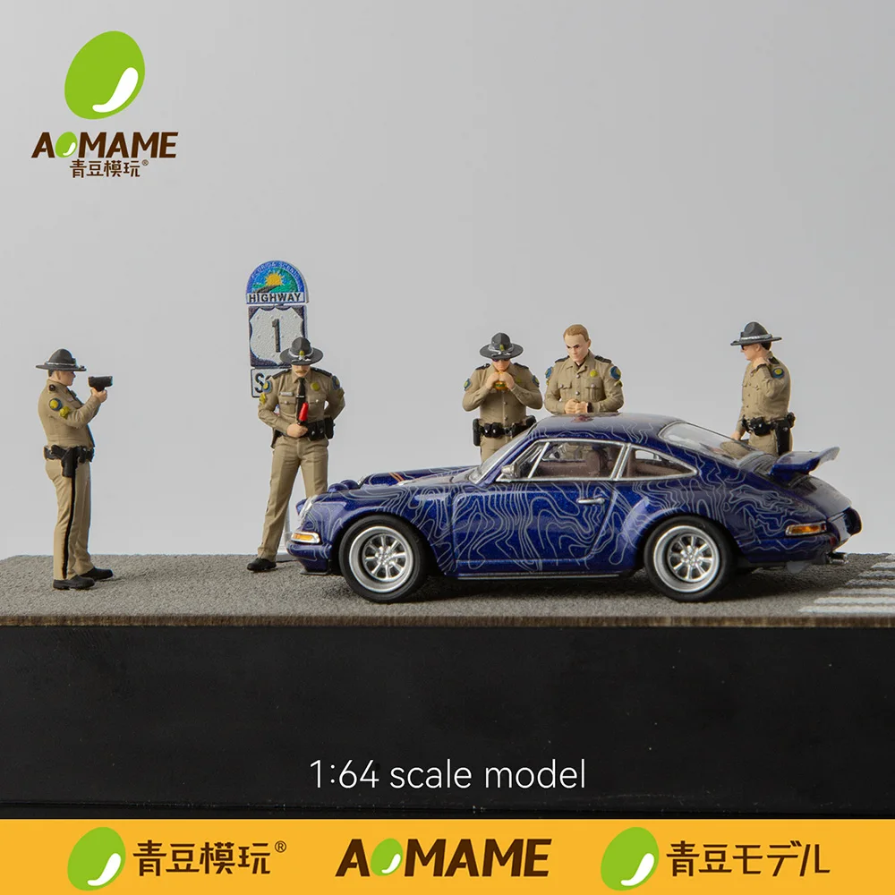 Kicarmod 1/64 Florida Highway Patrol Police Resin Figures Set, 3D Printed American Street Scene Miniature Model Kit