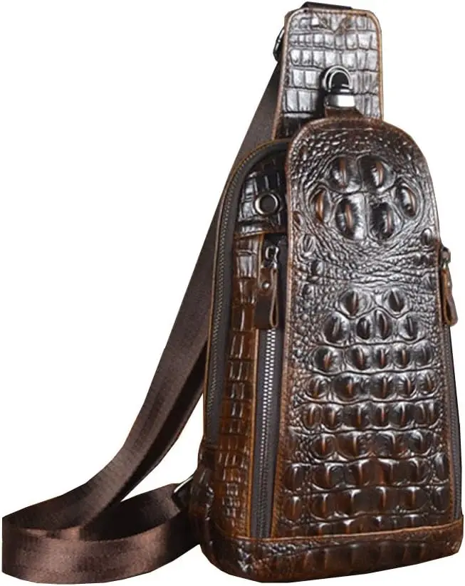 

Genuine Leather Sling Backpack for Men Outdoor Travel Hunting Hiking Camping Crossbody Shoulder Pack