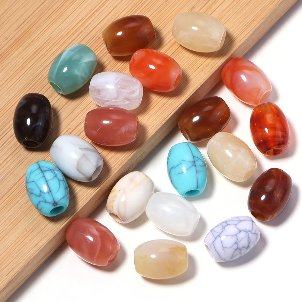 30 Stück zweifarbige ovale Acrylperlen in Fassform mit großem Loch, lose Abstandsperlen für die Schmuckherstellung, Armbänder, Schlüsselanhänger und Zubehör. – Detail 5