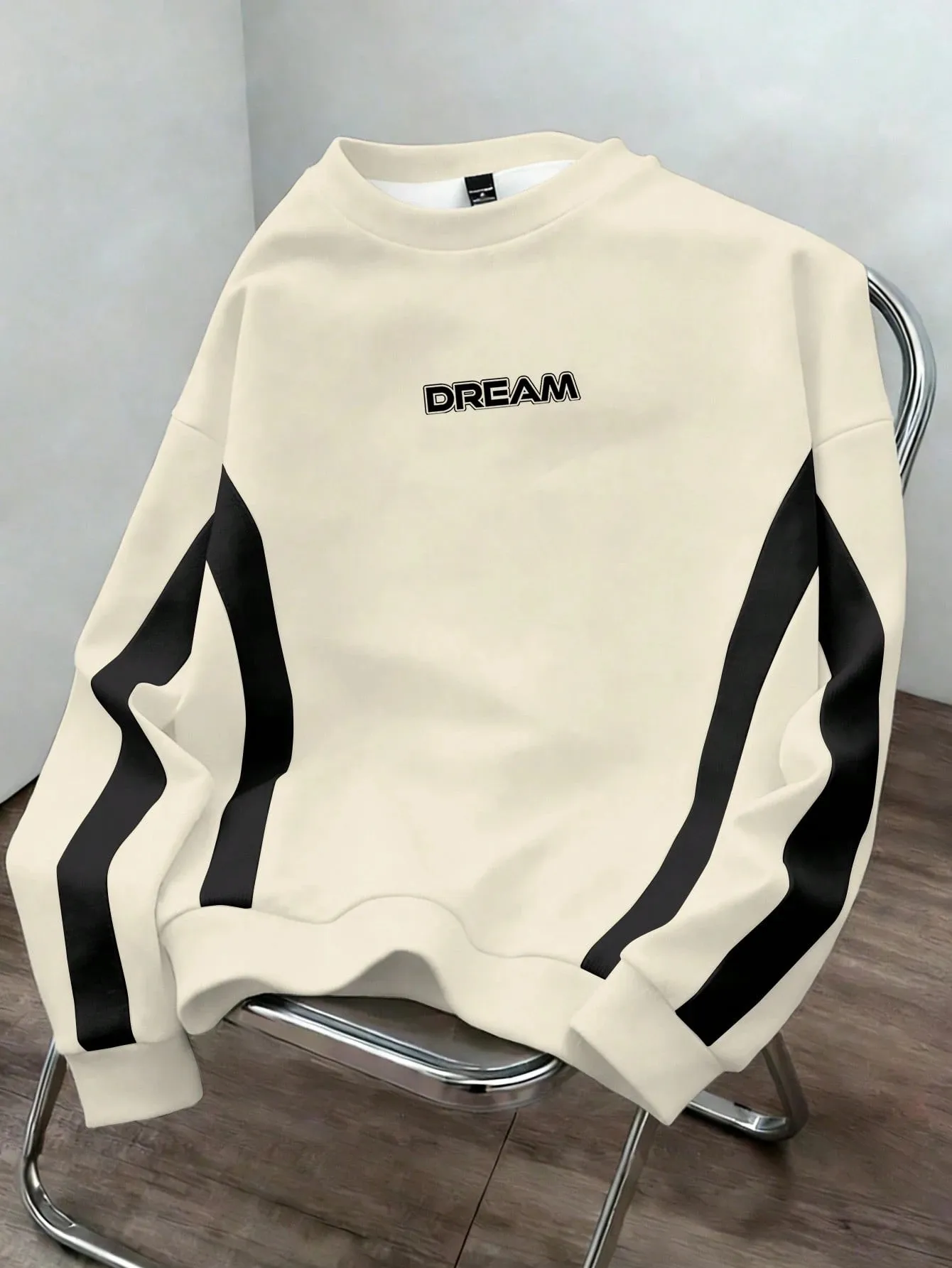 Fall/Winter Men's Round-neck Sweatshirt with Letter Print - Comfortable Soft Casual Fashionable Streetwear for Men view 3