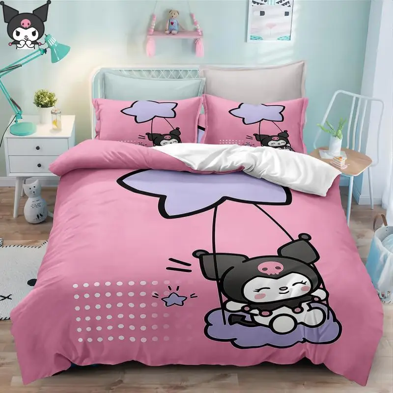 3 قطعة ورقة فتاة لطيف سينامورول سادات كورومي سانريو الكرتون الأطفال ثلاثية الأبعاد أنيمي ملاءات السرير و سادات طقم هدايا