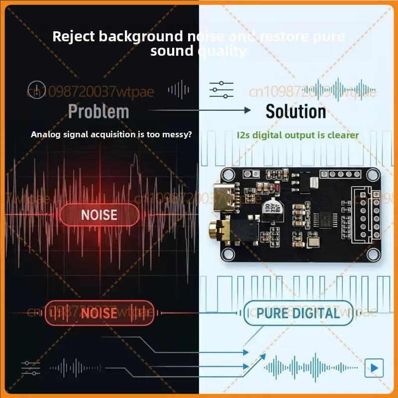 For PCM1808 ADC Encoder Board, 3.5mm Stereo Single‑Ended Analog To I2S Digital Audio Output Module