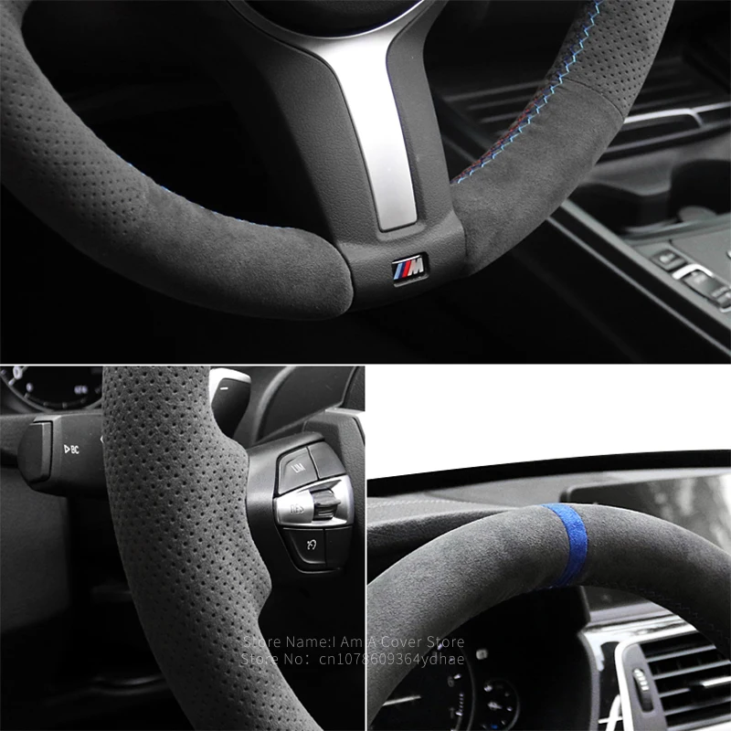 Alcantara Leather Car Steering Wheel Cover for BMW M Sport G20 G21 F40 F44 G22 G23 G30 G31 G32 G11 G12 G14 G15 G16 2018-2019