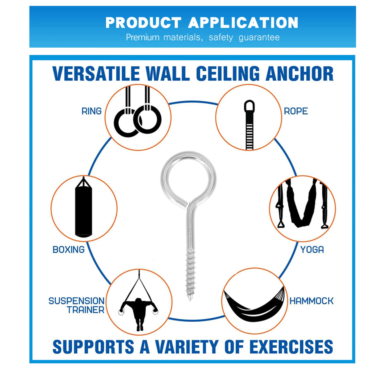 

Heavy Duty Stainless Steel Screw Hooks Eye Bolts Self Tapping for Ceiling Plants Lights Towels Indoor Outdoor String Light Clips