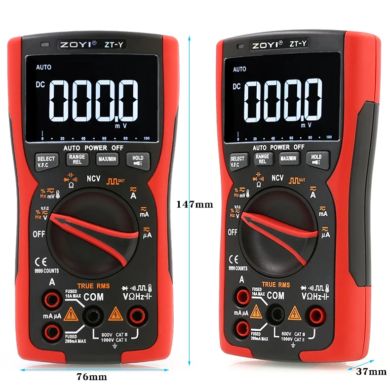 Imagem -02 - Zoyi-zt-y Multifuncional Multímetro Digital para Eletricistas Notificação Automática Vfc Frequency Conversion Measurement