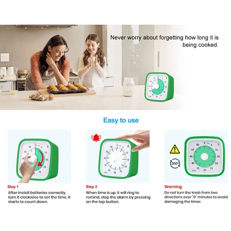 Children Student Study Manual Visual Timer Alarm Clock Kitchen Timer With Protective Cover Time Manager