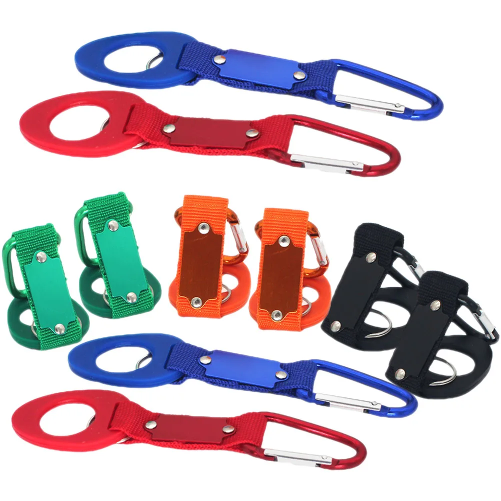 

10pcs Carabiner Hanging Buckle Water Bottle Clip Carrier Portable Aluminum Alloy Elastic Rubber Design Outdoor Sports Hiking