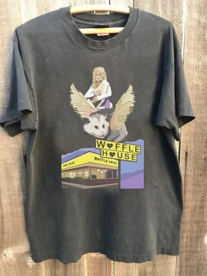 Dolly Parton Waffle House Possum Retro Funny Graphic Tee Shirt BL2804