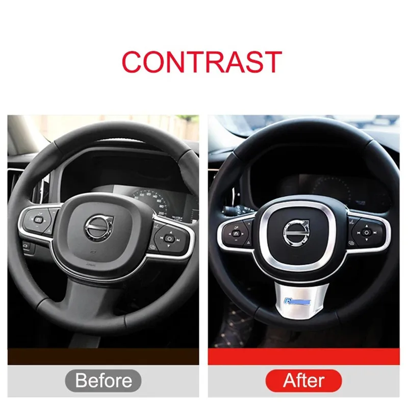 ABS Car Steering Wheel Trim Decoration Cover Sticker For Volvo XC90 S90 XC60 Accessories 2017 2018 2019 2020 2021 2022 2023 2024