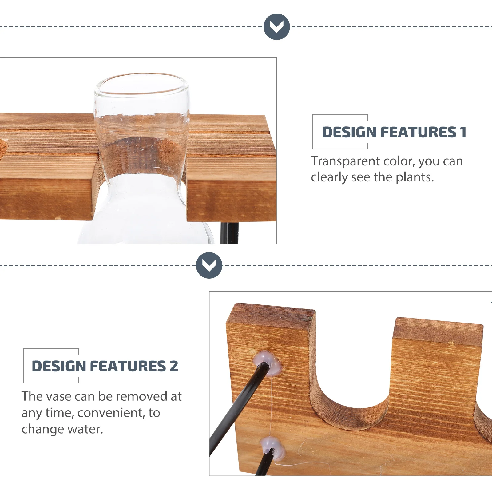 

1Set Creative Wooden Glass Hydroponic Vase Stable Base Plant Display Desktop Decoration Office Ornament