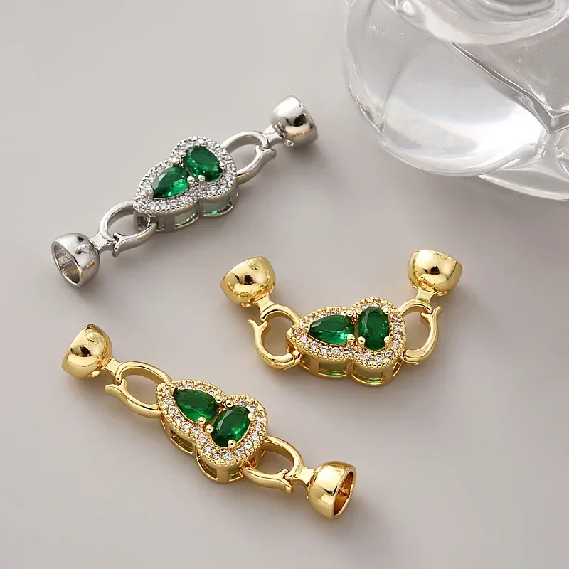 1Pcs DIY Jewellery Making Connector 18KGold Plated Green Zirconia Clasp Handmade Necklace Bracelet Sweater NeedleworkAccessories