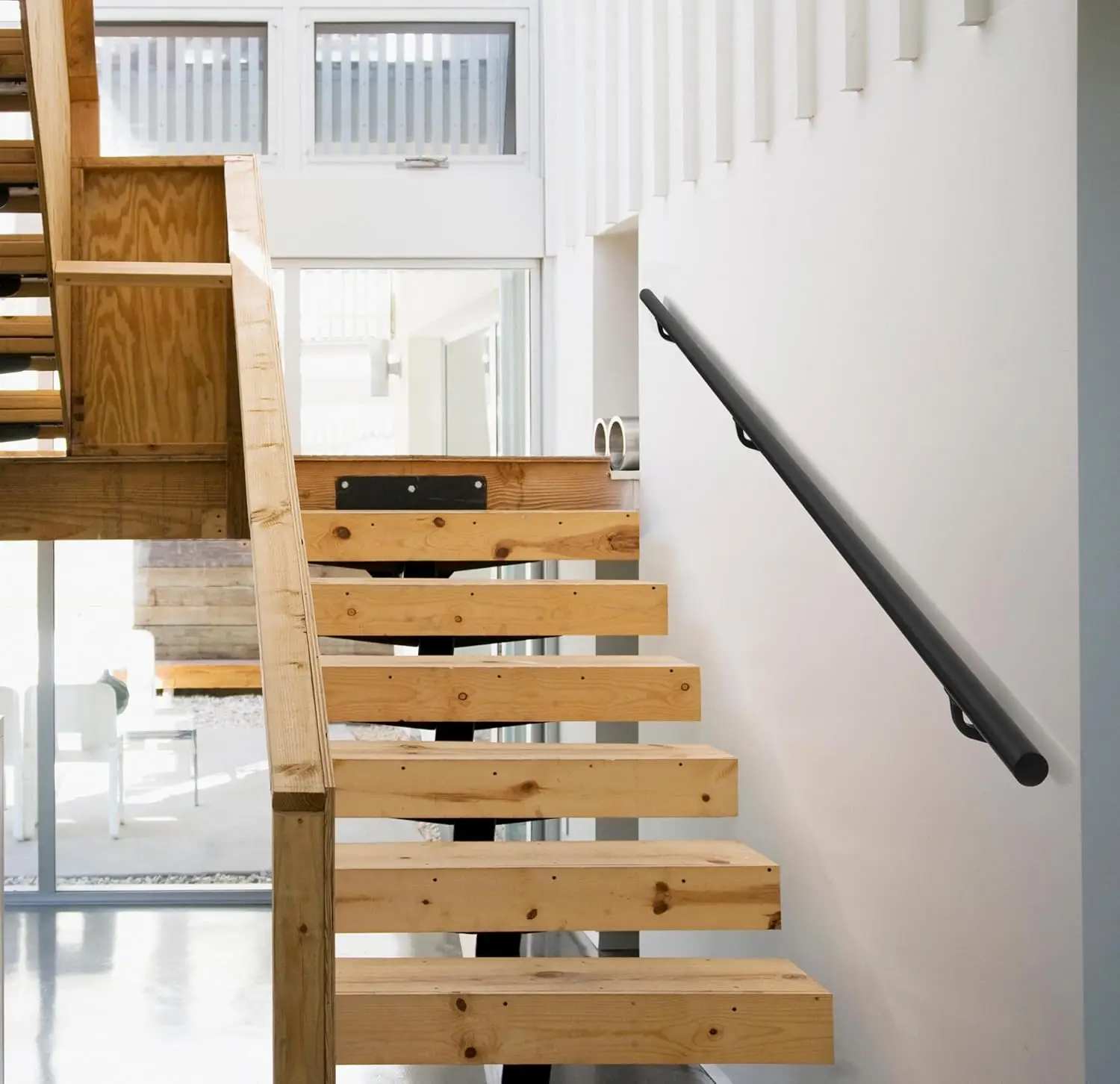 درابزين الدرج الداخلي الحديث من الألومنيوم مع دعامات تثبيت على الحائط ودعامات سبائك الزنك لسلامة سطح السفينة والمنحدر #4