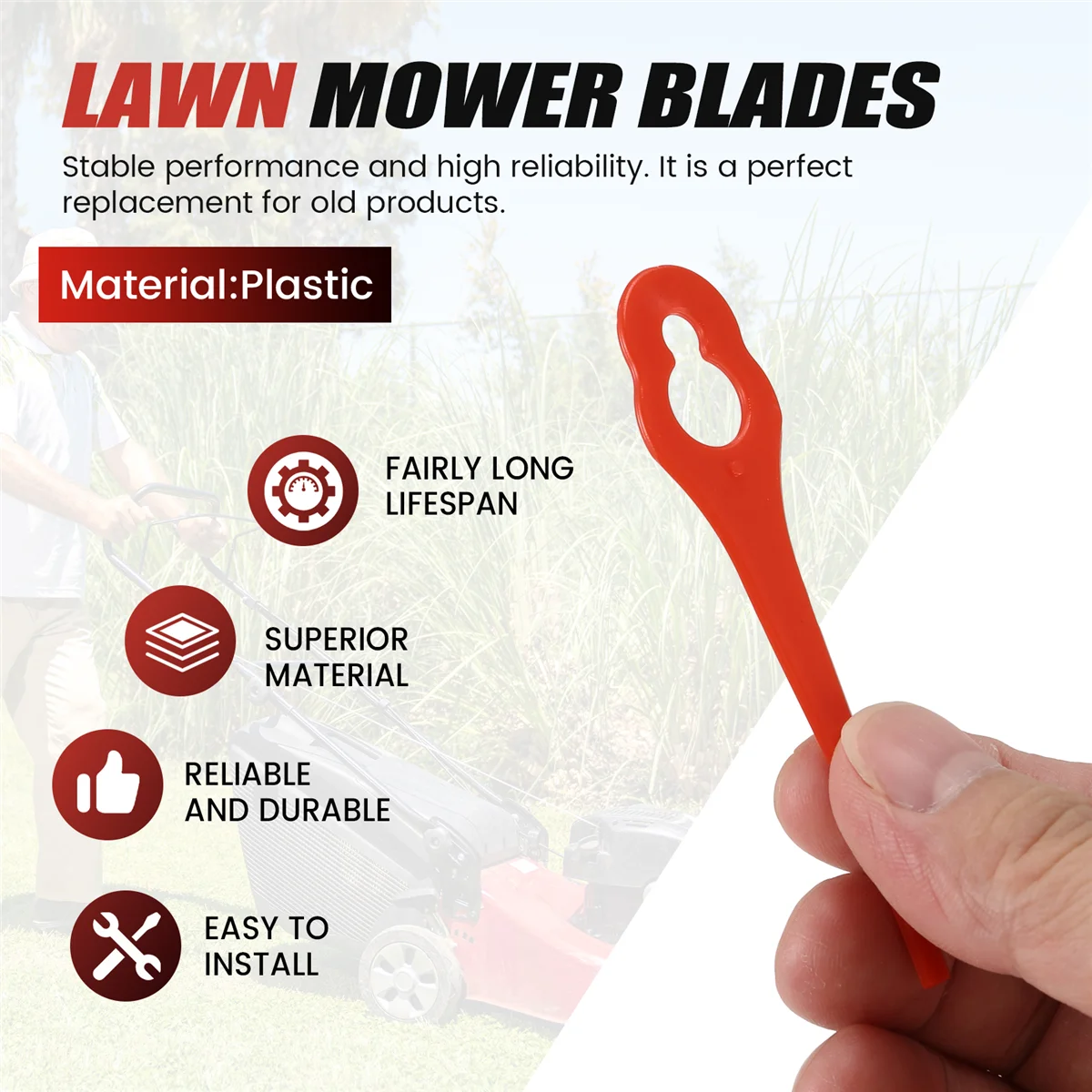 100PCS Lawnmower Blades Mowing Machine Blades Spare Parts Grass Cutting Blades Lawn Garden Power Tool AccessoriesJAS