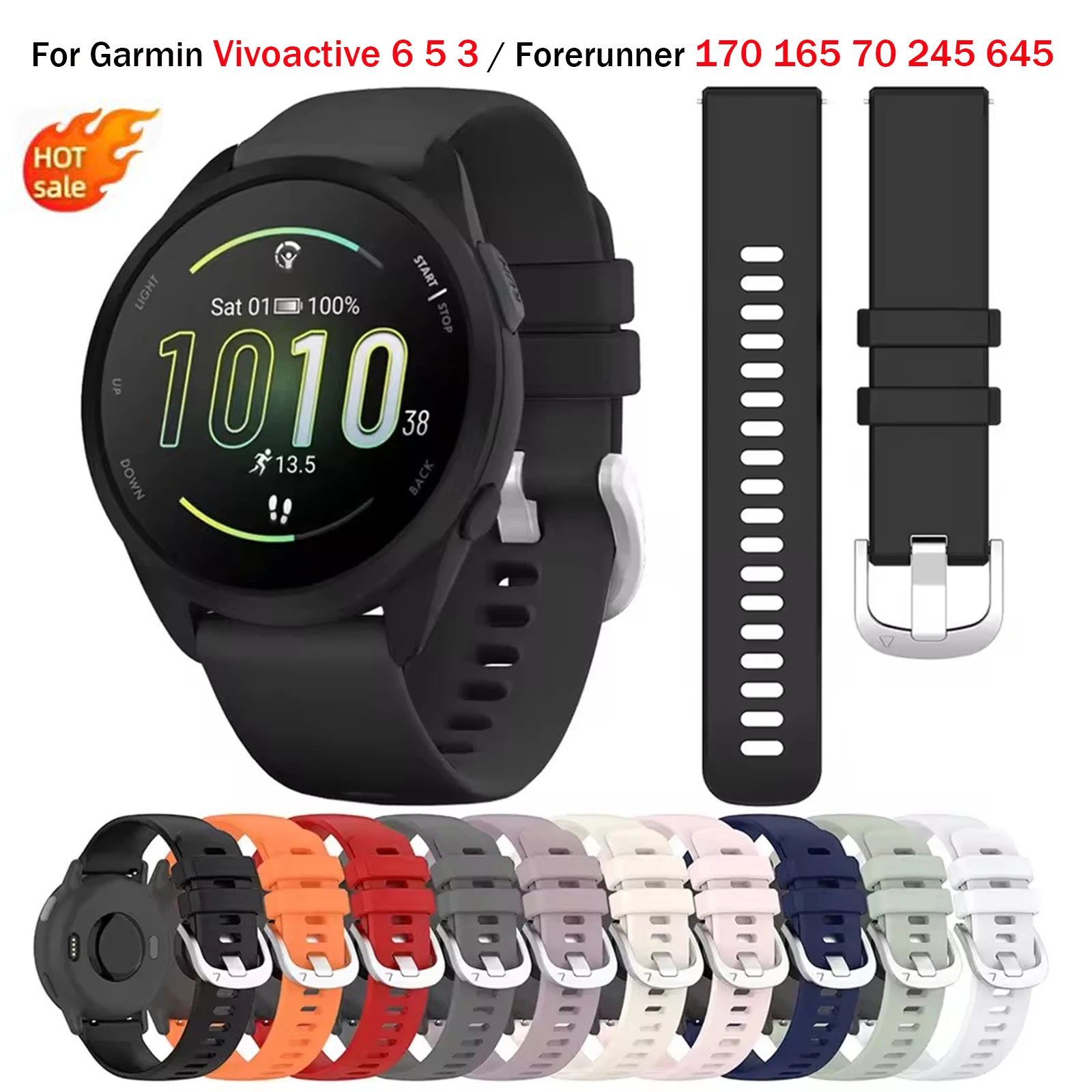 �y�Z�[�����z20mm�N�C�b�N�����[�X�o���h Garmin Vivoactive 6 5 / Forerunner 170 165 55/Approach S50 / Venu SQ SQ2�p �����p�V���R���X�g���b�v