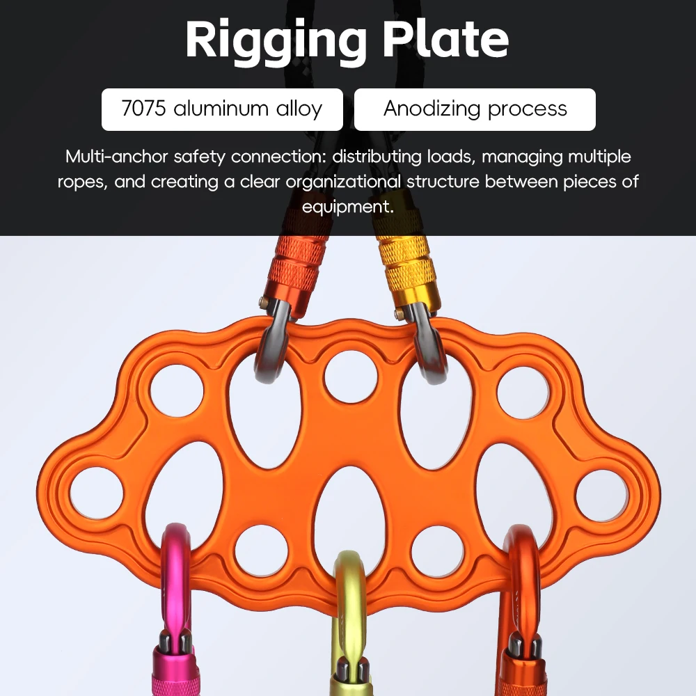 60KN Yoga Force Plate Rigging Plate Climbing Aluminum Bear Paw12 Holes Paw Rigging Plate Paw Anchor Multipliers Rope Friendly